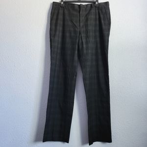 JF J Ferrar Men's Slim Fit Dress Pants Black Plaid W34 L32